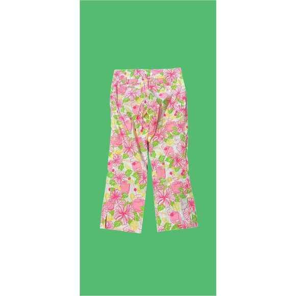 Lilly Pulitzer Pink Floral Palm Beach Fit Ankle Pants Size 12 - Picture 4 of 4
